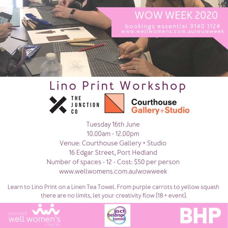Lino Print Workshop in Port Hedland